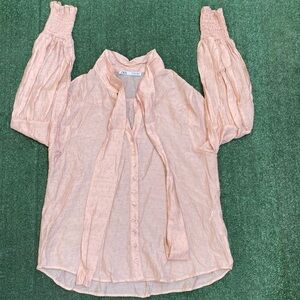 Zara Light Pink Blouse with Smocked Sleeves